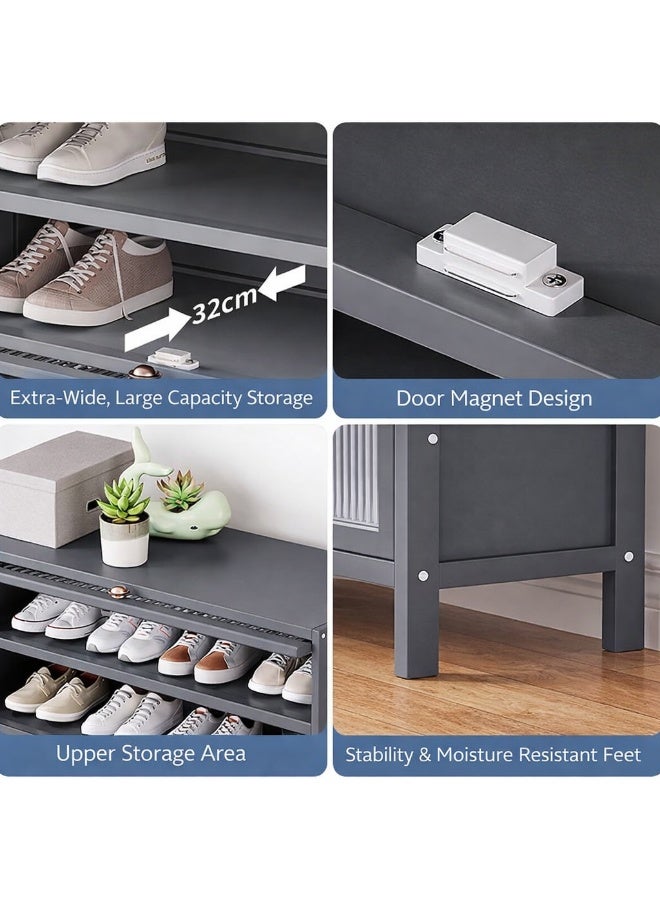 Forthcan Shoe Rack Cabinet, Large Capacity Shoe Storage Organizer, Space-Saving Entryway & Hallway Shoe Shelf, Modern Design, Easy Assembly (80 × 32 × 172 cm, Grey) - Image 4
